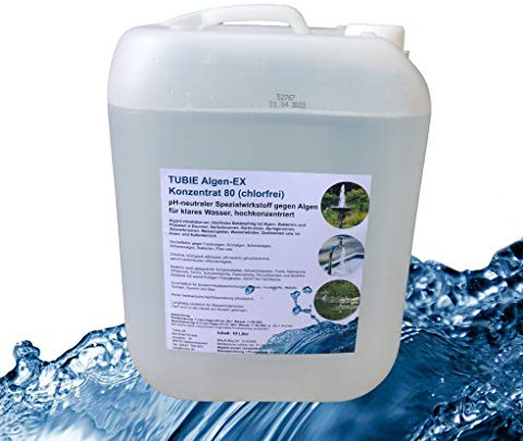 TUBIE Premium Algen-EX Konzentrat chlorfrei Algenentferner Wasserklärer Algenvernichter Brunnenklar Algizid Brunnen (10 Liter)