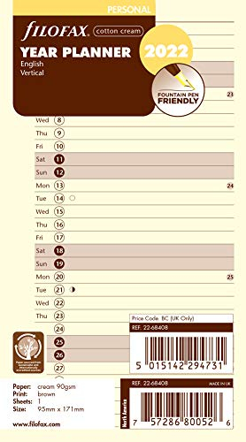 Filofax Personal Jahresplaner cotton cr.(E)000022-68408, cream