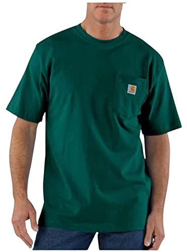 Carhartt Men's Relaxed Fit Heavyweight Short Sleeve K87 Pocket T-Shirt Work Tees, North Woods Heather, L Tall