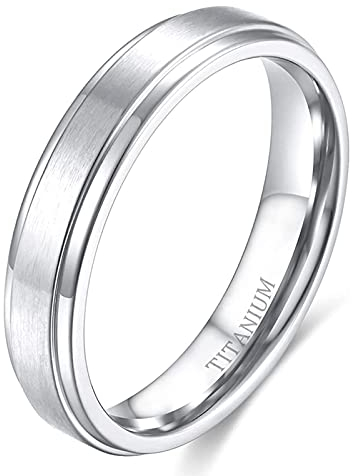 Zakk Ring Herren Damen Titan Verlobungsringe Eheringe Trauringe Silber Gebürstet 4mm 6mm 8mm(Silber-4mm, 62 (19.7))