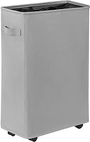 WOWLIVE Slim Laundry Basket Small Washing Basket Foldable Laundry Hamper Collapsible Laundry Bag Narrow Laundry Bin with Wheels