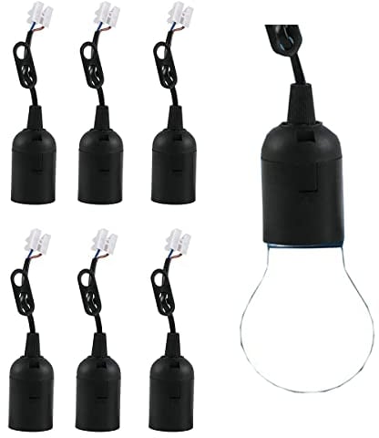 Dingzing 6 Stück E27 Ersatzfassung Sockel, Baufassung mit Kabel, Lampenfassung mit Kabel, Renovierfassung, Baustellenfassung Lampenhalter