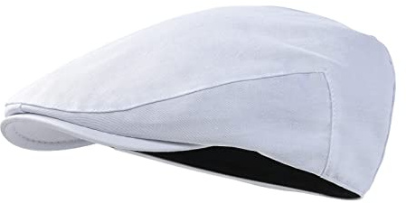 STARANCE Herren Baumwolle Flat Cap Ivy Gatsby Newsboy Hut Sommer Fahren Scally Cap Dünne Kappe, Weiß, 58 EU
