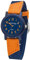 JACQUES FAREL Öko Kinderuhr Jungen Armbanduhr Analog Quarz mit Textilarmband aus Bio-Baumwolle Dunkelblau Orange Nachhaltig ORG 1469