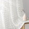 Joywell Elfenbeinfarben Gardinen Wohnzimmer Vorhänge Transparente Voile Sheer Vorhänge Mädchenzimmer Leinenstruktur mit Ösen Pompons Ösenschal Luftig Dekoschal für Schlafzimmer Kinderzimmer 175x140