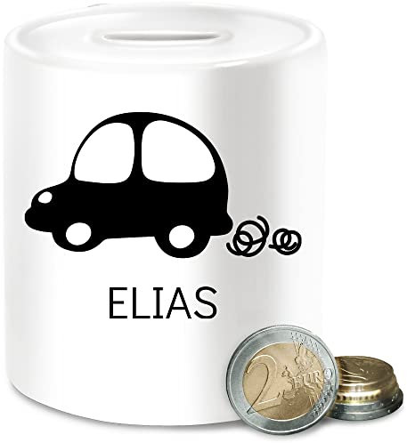 Spardose - Scandi Style - Führerschein Traumauto für Auto - Unisize - Weiß - personalisierte skandi sparbüchse neues Keramik Junge spardosen zum auf und zu Machen