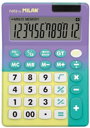 Blister Calculatrice 12 Chiffres Sunset Lilas - Turquoise MILAN®