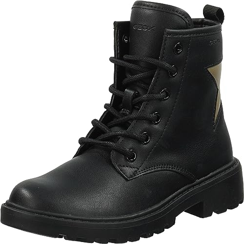 Geox J Casey Girl G, Stivaletto, Black/Platinum, 30 EU