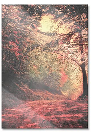 Pixxprint Glasbild, Wandbild aus Echtglas, traumhafte Waldstraße im Herbst, 40x60 cm, inkl. Aufhängung und Abstandshalter