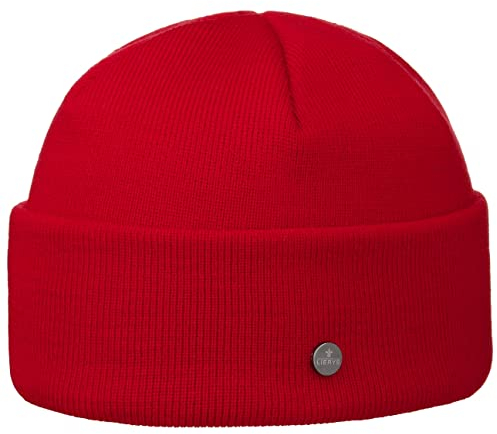 LIERYS Merino Feinstrick Dockermütze Damen Herren Strickmütze Merinowolle Wintermütze Made in Germany Herbst Winter rot One Size