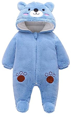 Vine Baby overaller vinter fleece overall med huva flickor pojkar sparkbyxor jumpsuit med fötter