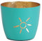 Seaside No.64 - Maritime Windlichter Baltic aus Metall mit ausgestanzten Motiven - Verschiedene Farbkombinationen für Teelichter & Stumpenkerzen in Haus und Garten (Sonne - türkis, Gold)