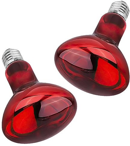 Lotvic 2 Pack 100W Infrared Reptile Heat Lamp Bulb, E27 Basking Spot Lamp, Red Reptile Heating Bulb for Amphibian, Tortoise, Spiders, Snakes, Bearded Dragon, Lizard, Chicks
