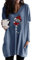 Yming Frauen Langarm Sweatshirts Tops Weihnachten Rundhals Pullover mit Taschen Blau 3XL