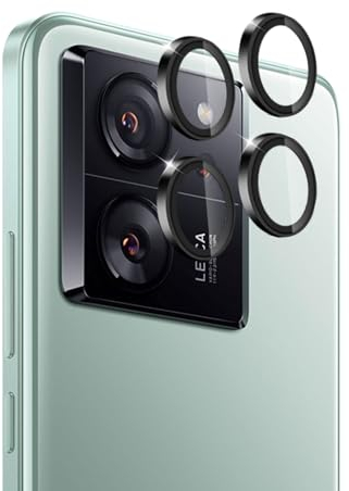 LiiLaa Kamera Schutzfolie für Xiaomi 13T / 13T Pro 5G für Panzerglas, [2 Stück] 9H Panzer Schutz Glas Folie Individuelle Ring aus Metal, Anti-Kratzen, HD Klar Linse Schutzglas - Schwarz