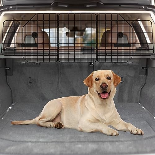 HAITRAL Cancello di Sicurezza per Auto per Cani, Larghezza Regolabile, Nero