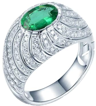 ANAZOZ Ringe Frauen Gold 750, Damen Hochzeit Ringe Weißgold mit Labor Smaragd 1 Karat und Moissanite größe 53 (16.9)