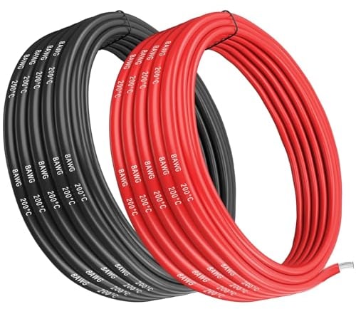 Gruiqrd 8 Gauge Silikondraht, 8 AWG 8,37 mm Elektrokabel 6 m, 3 m schwarz und 3 m rot, flexibel, 1650 Litzen, 0,08 mm verzinnter Kupfer-Hochtemperaturdraht für ferngesteuerte Autos, Marine, Drohnen