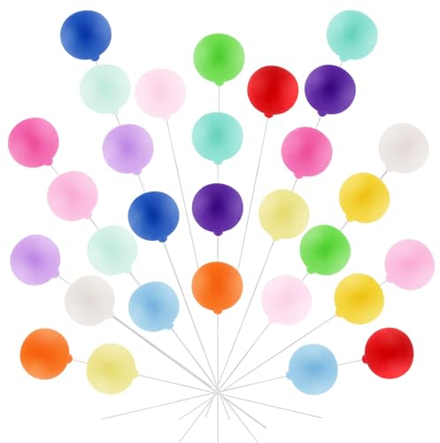 30 Stück Regenbogen Tortendeko Kugeln Bunte Kuchendekoration Tortendeko Hochzeit Cupcake Topper Regenbogen Kuchenkugeln Mini Ballon Torten Deko für Geburtstag Jahrestag Babyparty Cake