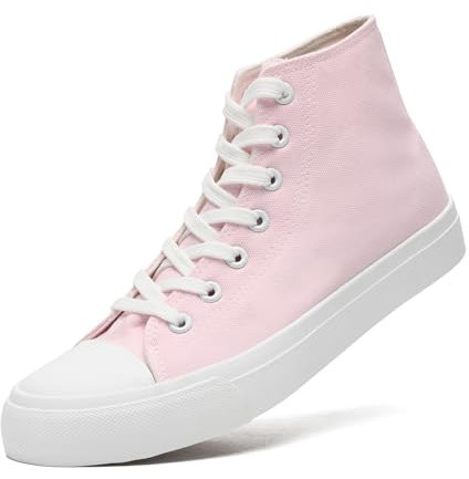 sharllen Dames Canvas Chaussures Femme, Unisexe Homme High Top Baskets Femmes Lace up Escarpins Plimsolls Casual Sneakers Toile Plimsoles Chaussures Plates