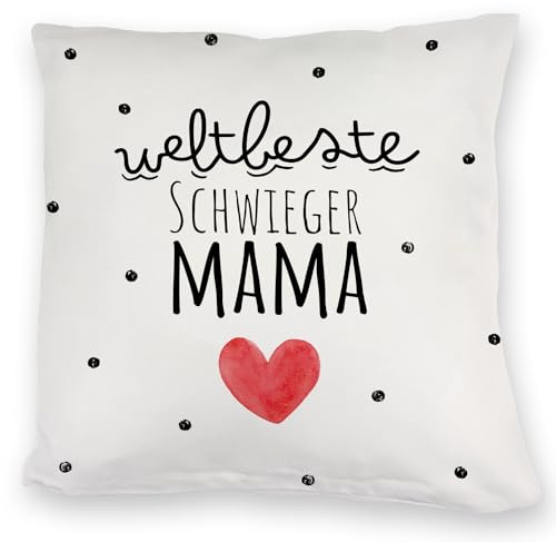 speecheese Schwiegermutter Kuschelkissen mit Spruch Weltbeste Schwiegermama Muttertagsgeschenk voller Liebe Herz Punkte für Mutter und Familie