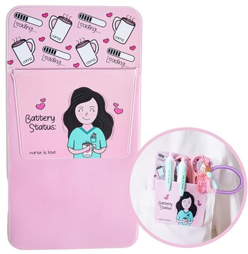 Nurse is Love Porta Penne Infermieri da Tasca ROSA - Portapenne Infermiere | Taschino Senza Macchie | Organizer Ideale a Forbici Infermiere, Pinze e Porta Badge Infermiere | Infermiere Accessori