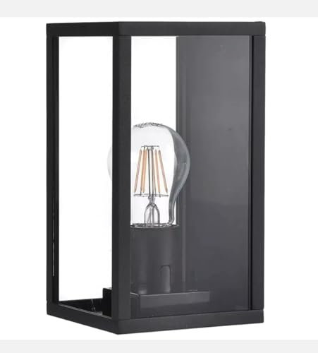 damastoreitalia Applique da Parete IP44 E27, Lampada Esterna in Alluminio, Illuminazione per Ingresso, Vialetti, Patii (Nero - Lanterna)