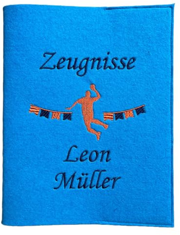 Zeugnismappe A4 aus Filz | personalisiert | hochwertig bestickt | Schulkind | Geschenk | Schulstart | Zeugnisordner | Jungs und Mädchen