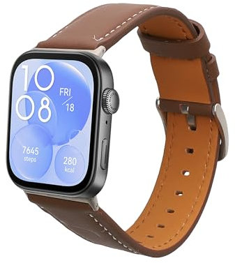 kwmobile Bracelet Compatible avec Huawei Watch Fit 3 / Fit 4 - Bracelet de Rechange en Cuir Véritable pour Fitness Tracker