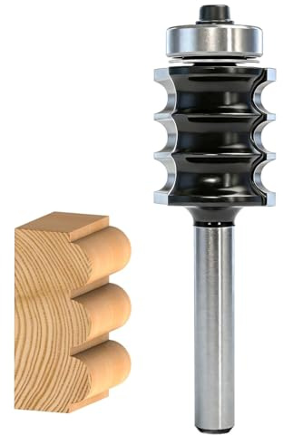 SICWOOD Triple Bead Router Bit 1/4 Shank, 3/32 Radius, 7/8 Cutting Height, Three-Beaded/Column Molding Furniture Trim & Molding Router bit, for Wood Multiple Beads Profiling, Molding, Edging