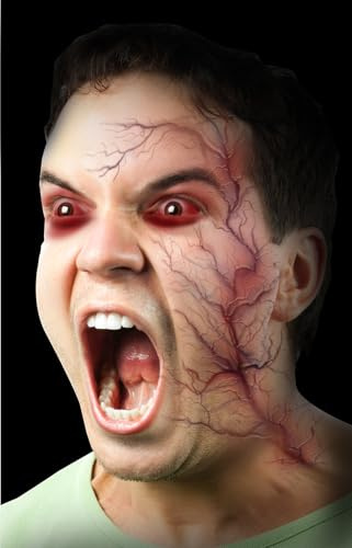 FIESTAS GUIRCA | Rotes Venen-Tattoo (30 x 13 cm) – Make-up und Spezialeffekte für Halloween, Karneval und Kostümpartys – Ideal für Kinder und Erwachsene – Rot