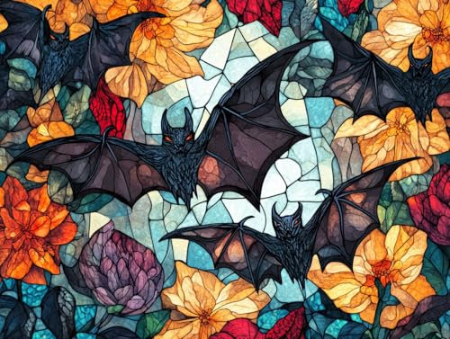 Ginfonr DIY Diamond Art Painting Zubehör Fledermaus Set Full, 5D Diamant Painting Glaskunst Bilder Kit Crystal Rhinestone Embroidery Decoration Für Home Wall Décor 30x40 cm 8140