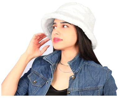Eigso Unisex Winter Plüsch Eimer Hut für Frauen Männer Vintage Mode Warm Fuzzy Fishing Cap für Frau Mann
