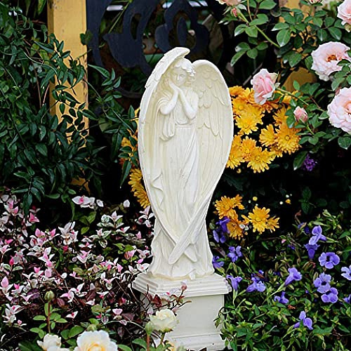 For Home & Kitchen Collectible Figurines Statues Collectible Figurines Sculpture Girl Angel On Pedestal Resin Large Wings Cherub Figure Grave Decoration Garden Memorial Ornament Pergola Statue