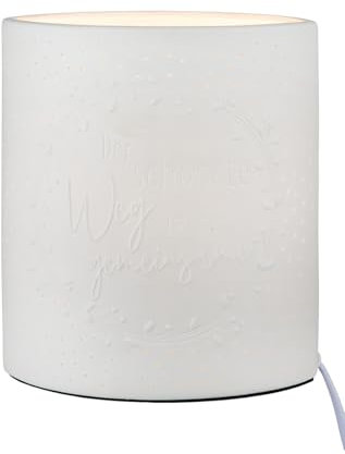 GILDE Tischleuchte Der schönste Weg Porzellan weiß Höhe 20,5 cm Beleuchtung Dekoration Wohnaccessoire Lampe - Geschenk Hochzeit