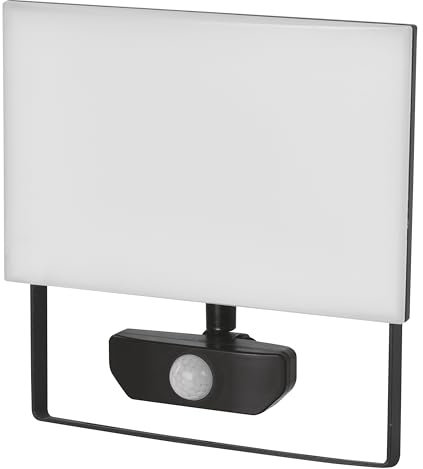 EMOS - LED-Strahler Tambo mit Bewegungsmelder - dünnes Aluminium Flutlicht - wasserdicht - neutralweiß (4000 K) - 5000 lm - 50 W - 25 000 Std. - Abstrahlwinkel 120° - für Außenbereich - schwarz