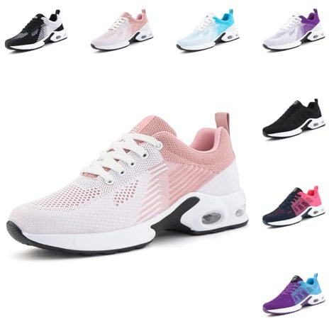 Hitmars Laufschuhe Damen Sportschuhe Turnschuhe Frauen Luftpolster Leicht Straßenlaufschuhe Stoßdämpfend Sneaker Atmungsaktiv rutschfest Fitness Running Outdoor UDI2-Rosa EU39