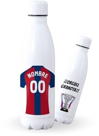 Botella de agua de Acero Inoxidable Personalizada equipo de Fútbol 2 División. Botella termo personalizada deportiva. 700 ml Regalo Original para Aficionados del Futbol. (Levante)