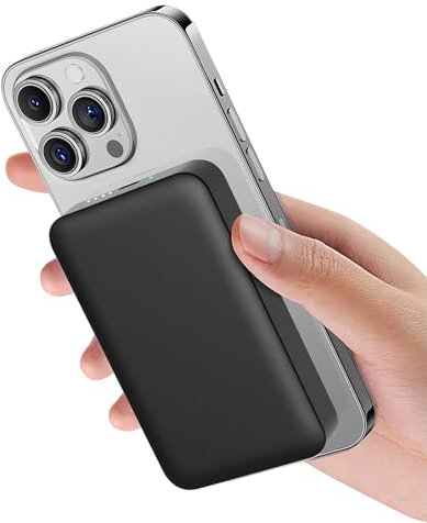 Wireless Battery Pack for iPhone, 10000mAh Magnetic Portable Charger, Durable Alloy USB C 22.5W PD Fast Charging Power Bank for iPhone 16/15/14/13/12 Series (Black)