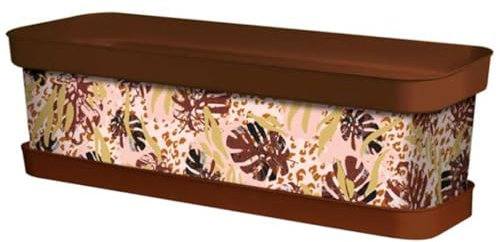 Acan Tradineur - Jardinera de plástico con Plato, Modelo Animal Print Floral, Polipropileno, Tiesto, macetero, Recipiente para Plantas, Fabricada en España (Marrón - 60 cm)