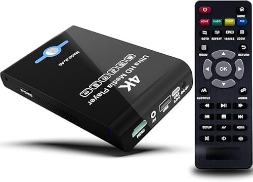 4K 60Hz UltraHD Media Player & HDD Enclosure 2-in-1,Play H.265/HEVC H.264/AVC MP4 MKV Videos Music Photos,4K HDMI, Analog AV,USB 3.0,Type C,Supports SSD,2.5 SATA HDD with USB/SD Card Expansion