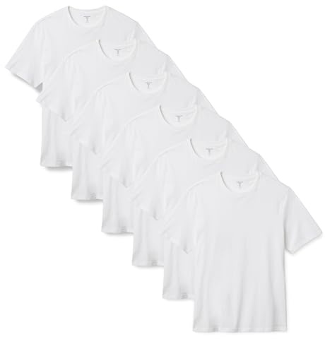 Amazon Essentials Men's Regular-Fit Short-Sleeve T-Shirt, Pack of 6, White, Large