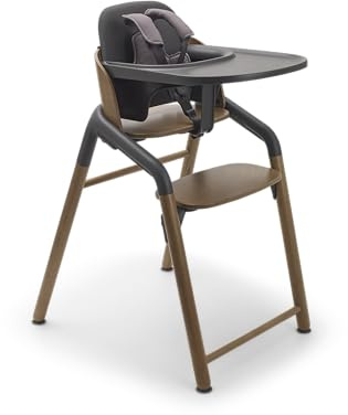 Bugaboo Giraffe Wooden Baby High Chair, Adjustable in 1 Second, Easy to Clean, Safe and Ergonomic Highchair, Suitable from Birth in Combination with Newborn Set (Sold Separately), Warm Wood/Grey