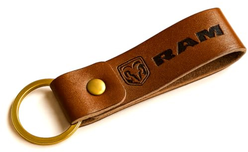 FOUR WHEEL BEAST RAM Keychain Genuine Leather – Officially Licensed Dodge Ram 1500 Accessories Truck Key Chain Accessories