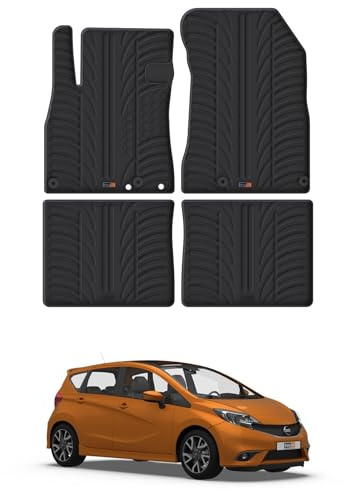 Travall Fussmatten Auto Set für Nissan Note (2012-2020) Auto Zubehör Innenraum 100% Passgenau Gummimatten Antirutsch Fußmatten Schwarz Robuste Pflegeleichte Gummifußmatten