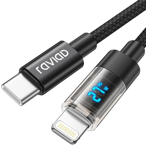 RAVIAD Câble USB C vers Lightning 2M [Certifié MFi] Câble USB C iPhone Chargeur Rapide Power Delivery Fil Lightning USB C pour iPhone 14 13 12 11 Pro Max Mini XR XS Max X 10 8 7 SE 2020, iPad -Noir