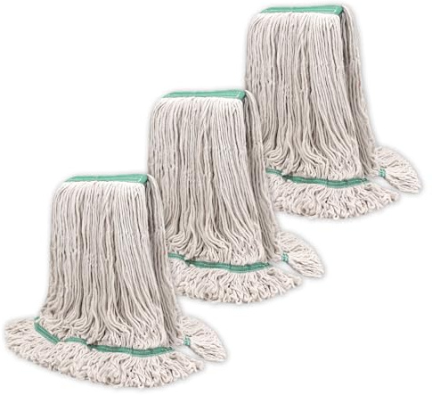 Commercial Heavy Duty Mop Heads Replacement: 3 Packs 20oz Industrial Wet Mop Head for Floor Cleaning - Commercial Products Looped End String Head Refills