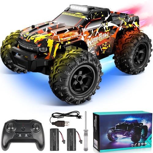 BAZADER Ferngesteuertes Auto Remote Control Car 1:18 Rc Auto All Terrain mit LED Licht und Spray- 4WD Offroad RC Truck mit hoher Geschwindigkeit 25 km/h 2,4 GHz Ferngesteuertes Auto ab 4 6 8 10 Jahr