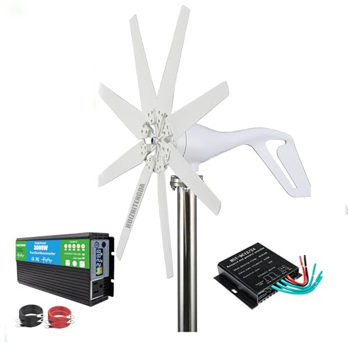 HUIZHITENGDA 220v,Generatore Eolico Orizzontale 1000W-3000W, generatore di energia a Bassa velocità Turbina eolica 48V 220V con Inverter Homeuse per cabine o casa
