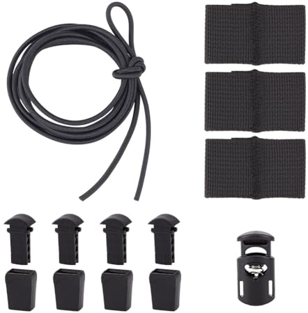 OLYCRAFT Sangle élastique Tactique Drapeau Cordon élastique de retenue Boucle Molle Noire Cordon Verrouillage Fixation sécurisée pour Porte-plaques Nylon avec Sangle Plastique Aventures Plein air